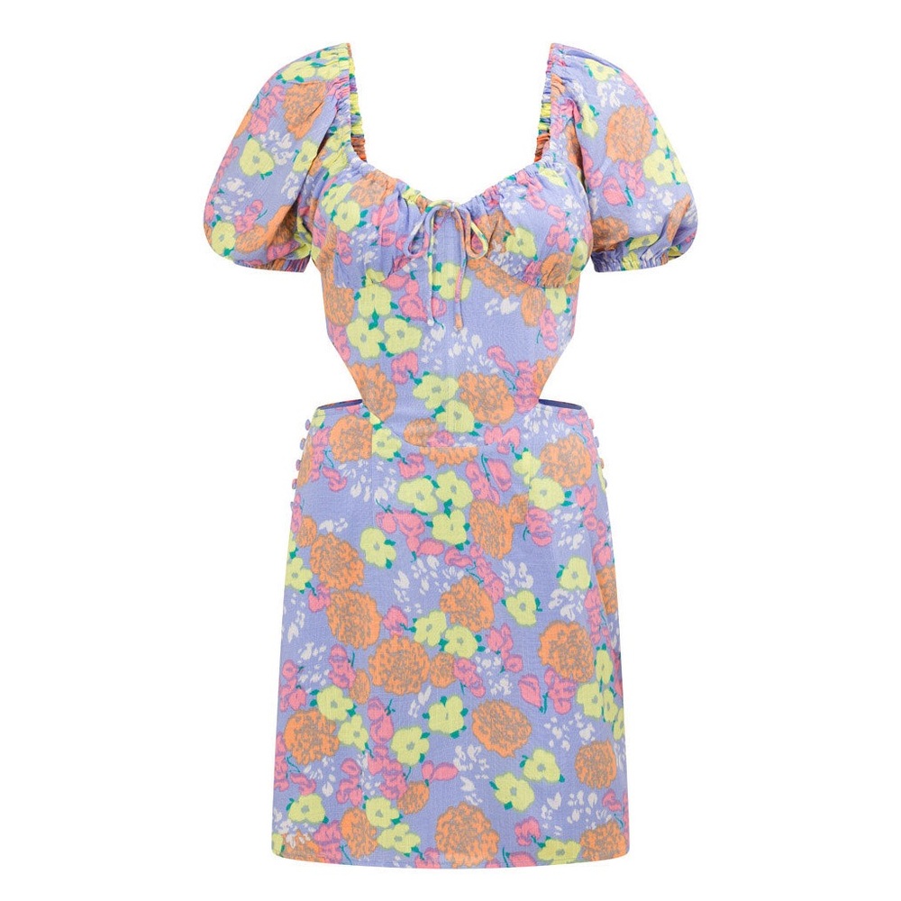 SABO Floral Mini Dress with Puff Sleeves Size XS